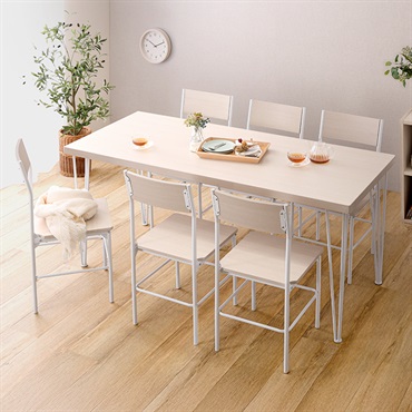 さわやかな背もたれ付きオシャレダイニング7点セット