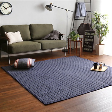 DRG-M■キルティングデニム調ラグMサイズ(185x185cm)オールシーズン、滑り止め付き、手洗い対応【Derid-デリッド-】