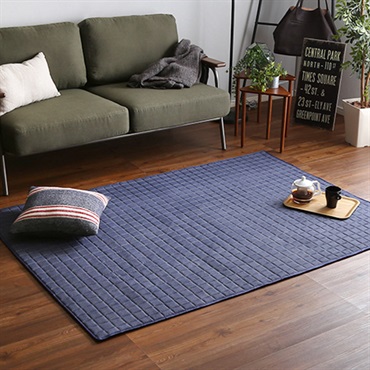 DRG-S■キルティングデニム調ラグSサイズ(130x185cm)オールシーズン、滑り止め付き、手洗い対応【Derid-デリッド-】