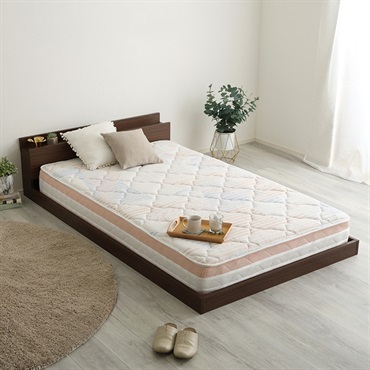 デザインフロアベッド 日本製ポケットコイルデザインマットレスセット(ダブル)