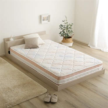 デザインフロアベッド 日本製ポケットコイルデザインマットレスセット(セミダブル)