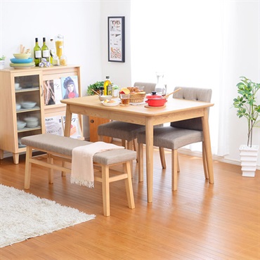 SH-01RAMPO■ダイニング4点セット【-Rampo-ランポ】（伸縮テーブル幅120-150・ベンチ＆チェア）