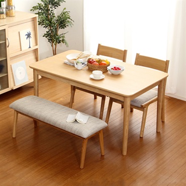 SH-01RIS-4BN■ダイニング4点セット（テーブル+チェア2脚+ベンチ）ナチュラルロータイプ　木製アッシュ材｜Risum-リスム-