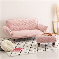 大人かわいい　ダイアモンドキルトカウチソファ　オットマンセット　【Chammy -チャミー-】