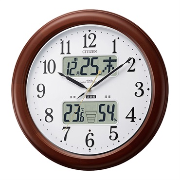 SH-11-4FY620■シチズン高精度温湿度計付き掛け時計（電波時計）カレンダー表示 夜間自動点灯 メーカー保証１年｜インフォームナビEX