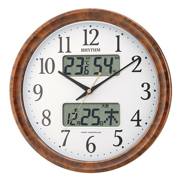 SH-11-M617SR■シチズン温度・湿度計付き掛け時計（電波時計）カレンダー表示 暗所秒針停止 夜間自動点灯 メーカー保証１年｜ピュアカレンダーM617SR