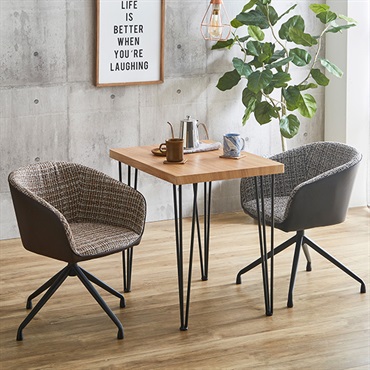 SH-22-SFD3■回転式ファブリックダイニングチェア2脚　75㎝幅テーブル 3点セット 【Cyril×Umbure】