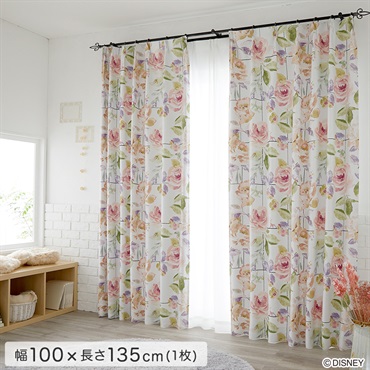 DISNEY/ディズニー　ドレープカーテン　100×135cm×1枚【MICKEY/Rose grid　ミッキー/ローズグリッド】