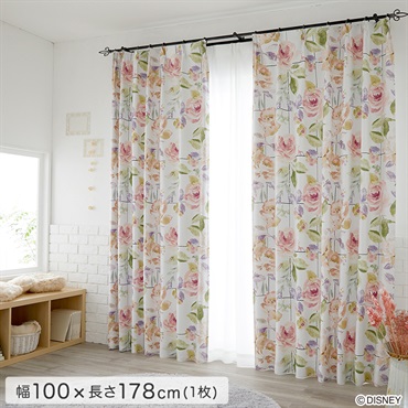 DISNEY/ディズニー　ドレープカーテン　100×178cm×1枚【MICKEY/Rose grid　ミッキー/ローズグリッド】
