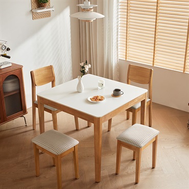 無垢材ダイニングセット（90cm幅テーブル+2脚チェア+2脚スツール）