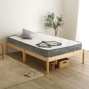 2分で完成！組立簡単ベッド ハイタイプ ボンネルコイルマットレスセット(セミシングルショート)