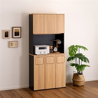 ヴィンテージ　ごみ箱一体型食器棚　ごみ箱3つタイプ